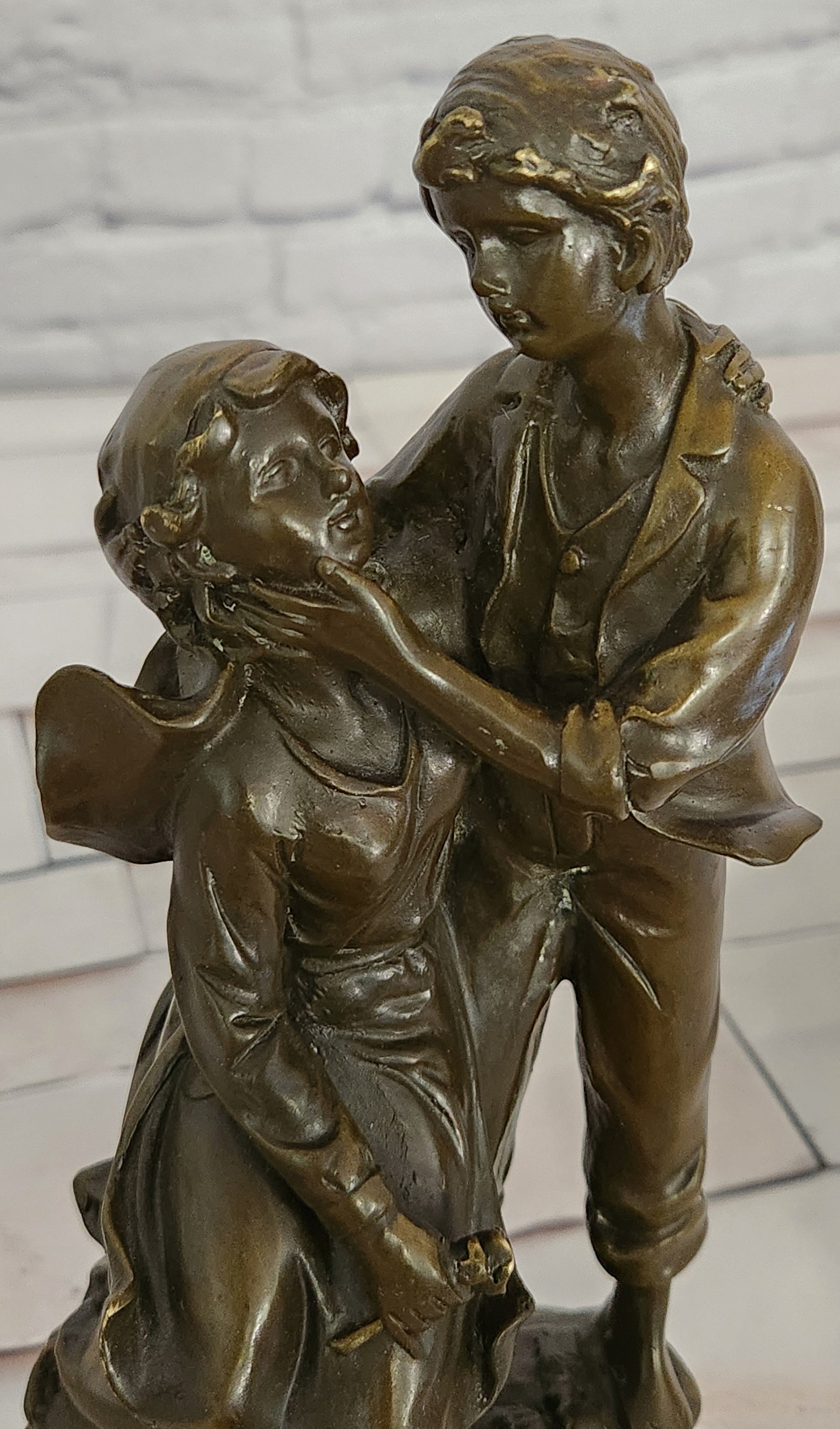 Art Nouveau Gallant Couple by Cesaro Genuine detailed Bronze Sculpture Statue