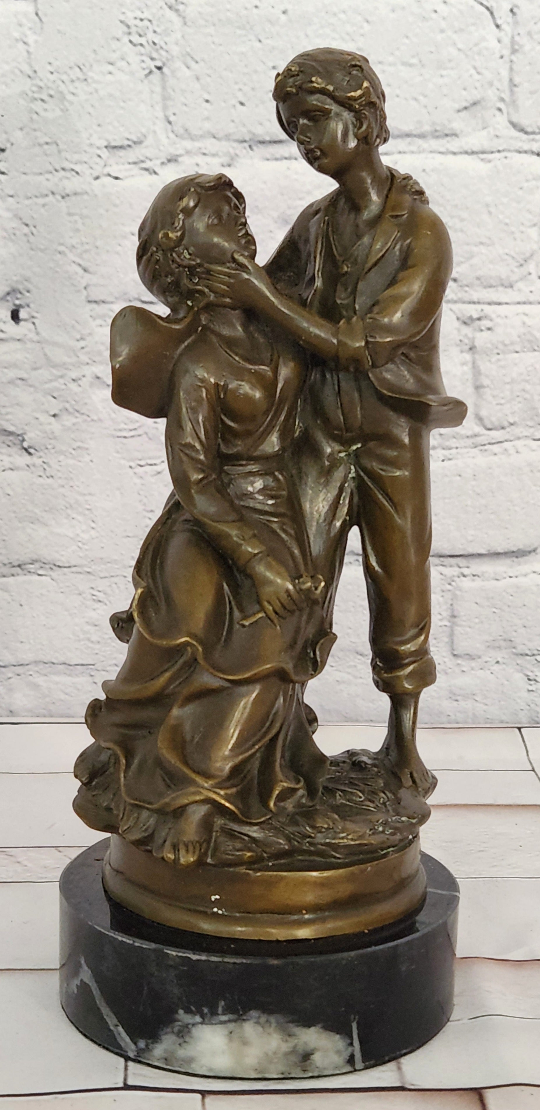 Art Nouveau Gallant Couple by Cesaro Genuine detailed Bronze Sculpture Statue