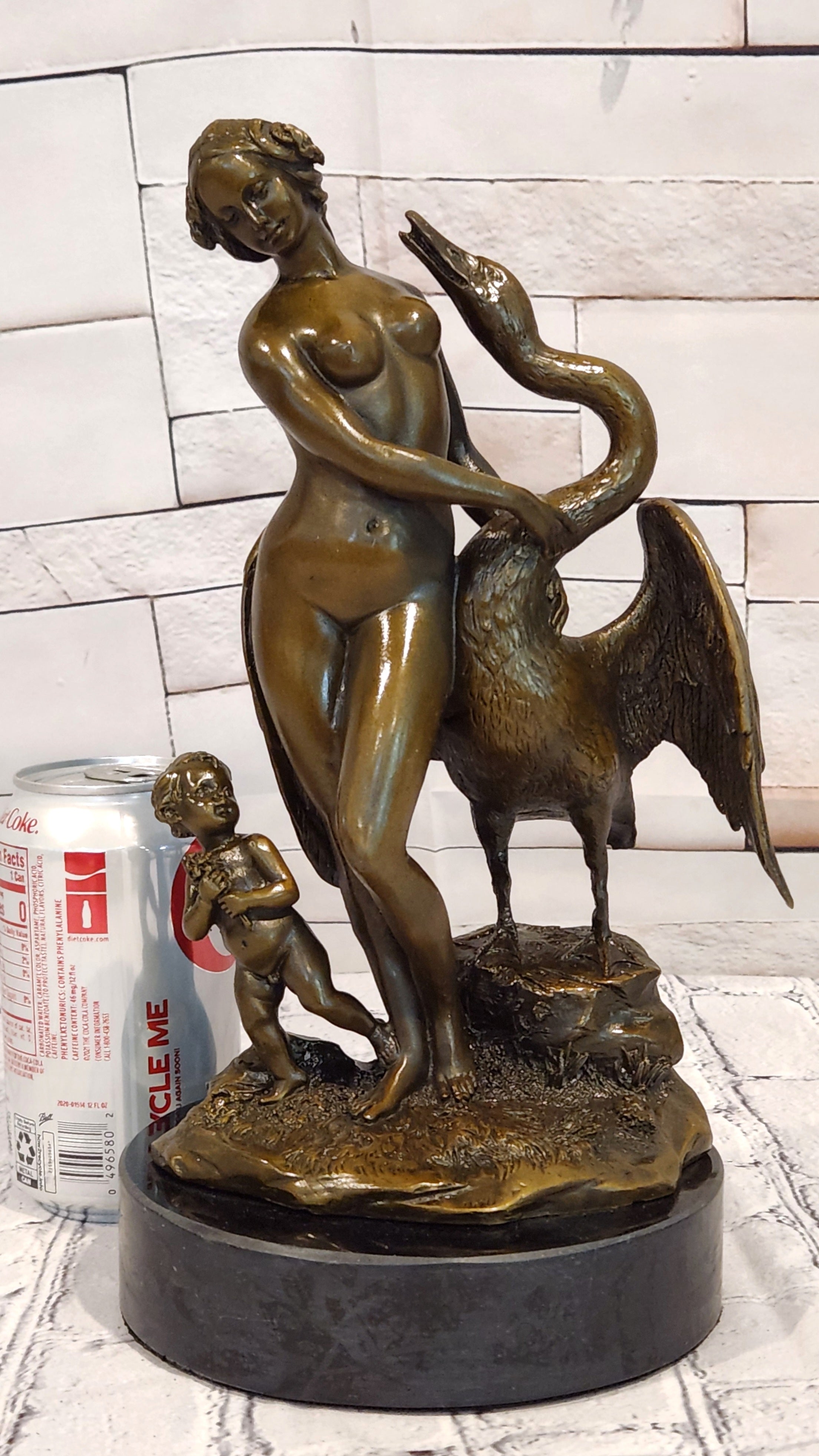 Hand Made Leda and the Swan by Milo Real Bronze Sculpture Figurine Statue