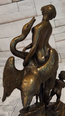 Hand Made Leda and the Swan by Milo Real Bronze Sculpture Figurine Statue