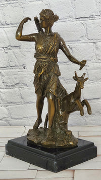 Bronze Ancient Greek Artemis Diana of Versailles Diana the Huntress signed M.Lopez