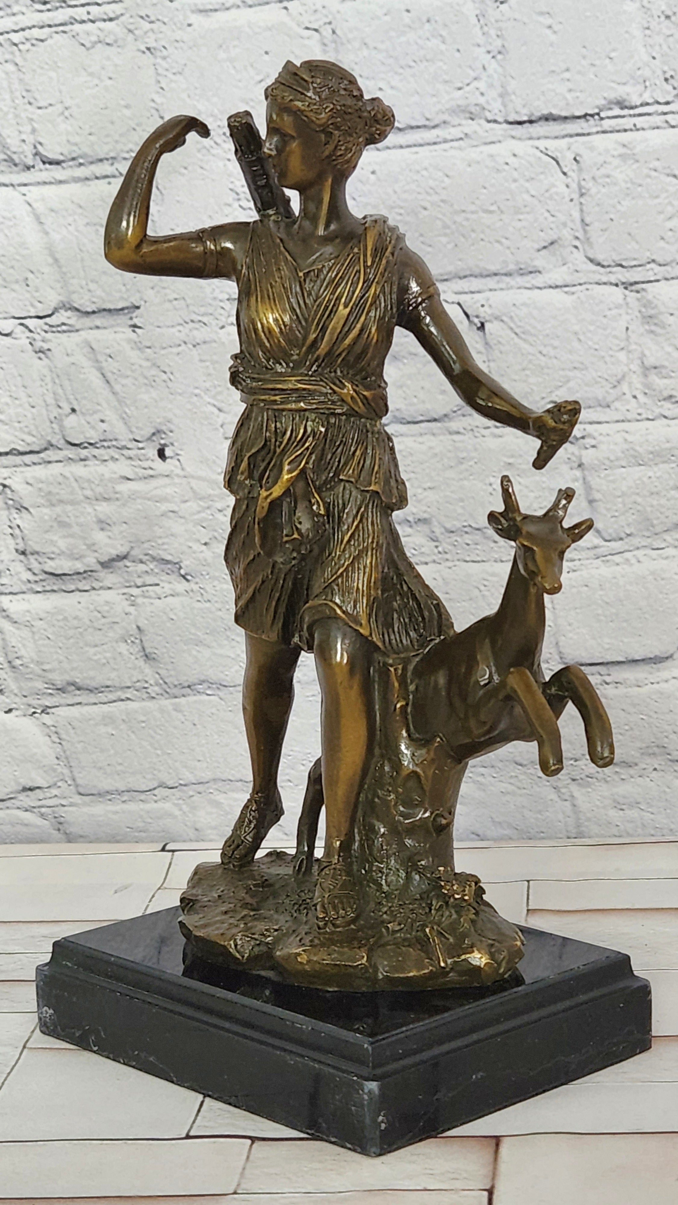 Bronze Ancient Greek Artemis Diana of Versailles Diana the Huntress signed M.Lopez