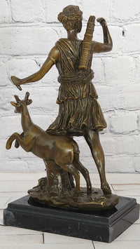 Bronze Ancient Greek Artemis Diana of Versailles Diana the Huntress signed M.Lopez