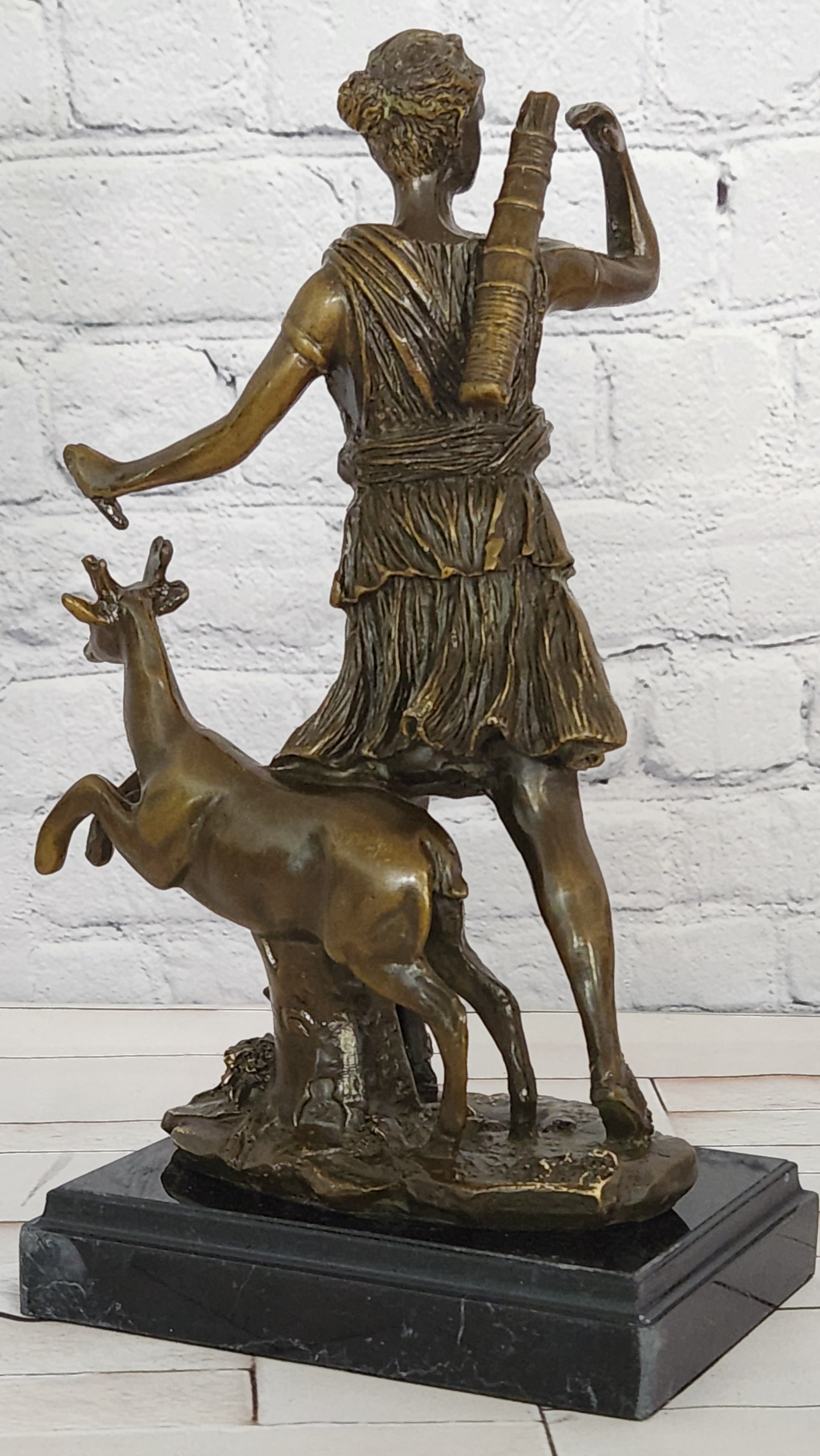 Bronze Ancient Greek Artemis Diana of Versailles Diana the Huntress signed M.Lopez