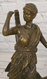 Bronze Ancient Greek Artemis Diana of Versailles Diana the Huntress signed M.Lopez
