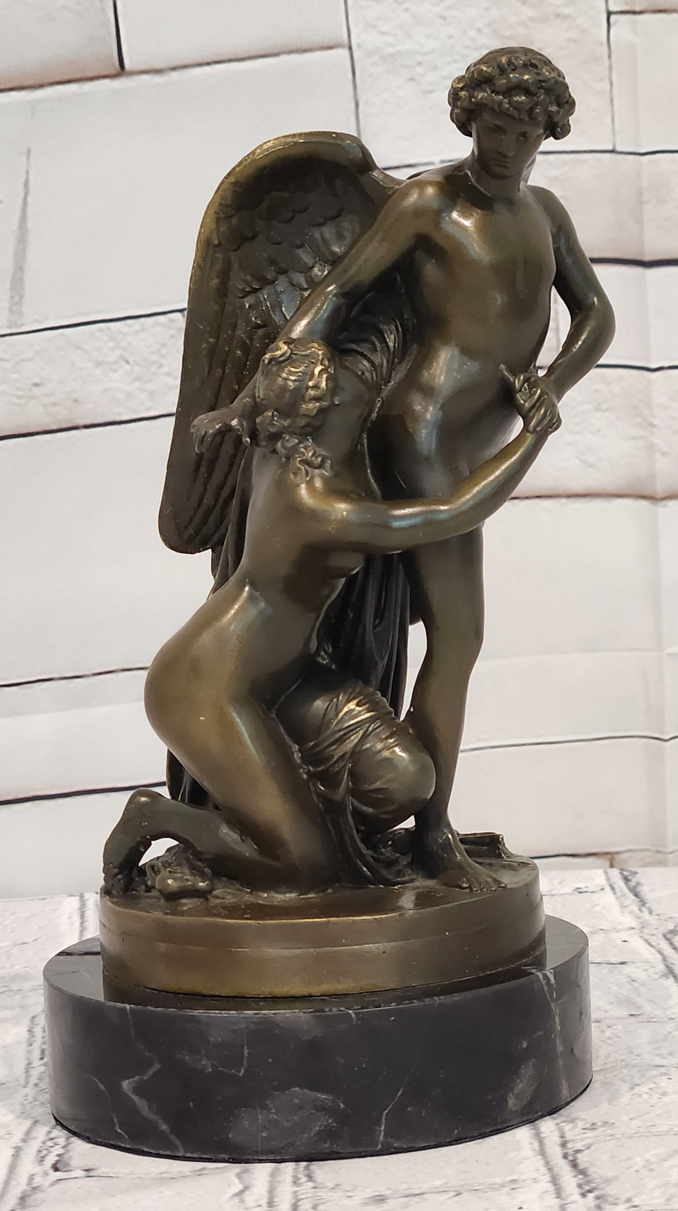 Hand Made Cupid and Abduction of Psyche by French Artist Patoue Bronze Sculpture