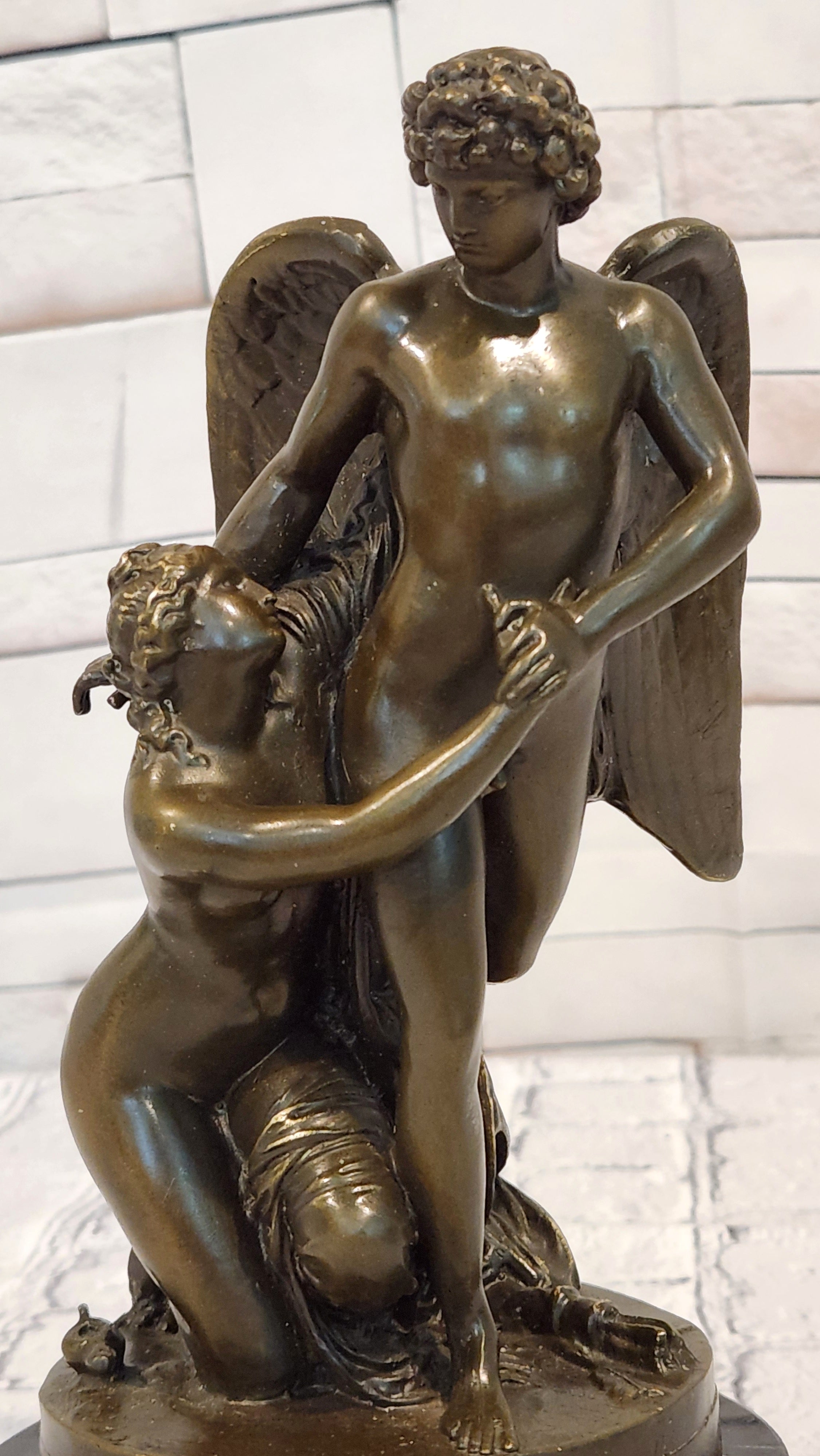 Hand Made Cupid and Abduction of Psyche by French Artist Patoue Bronze Sculpture