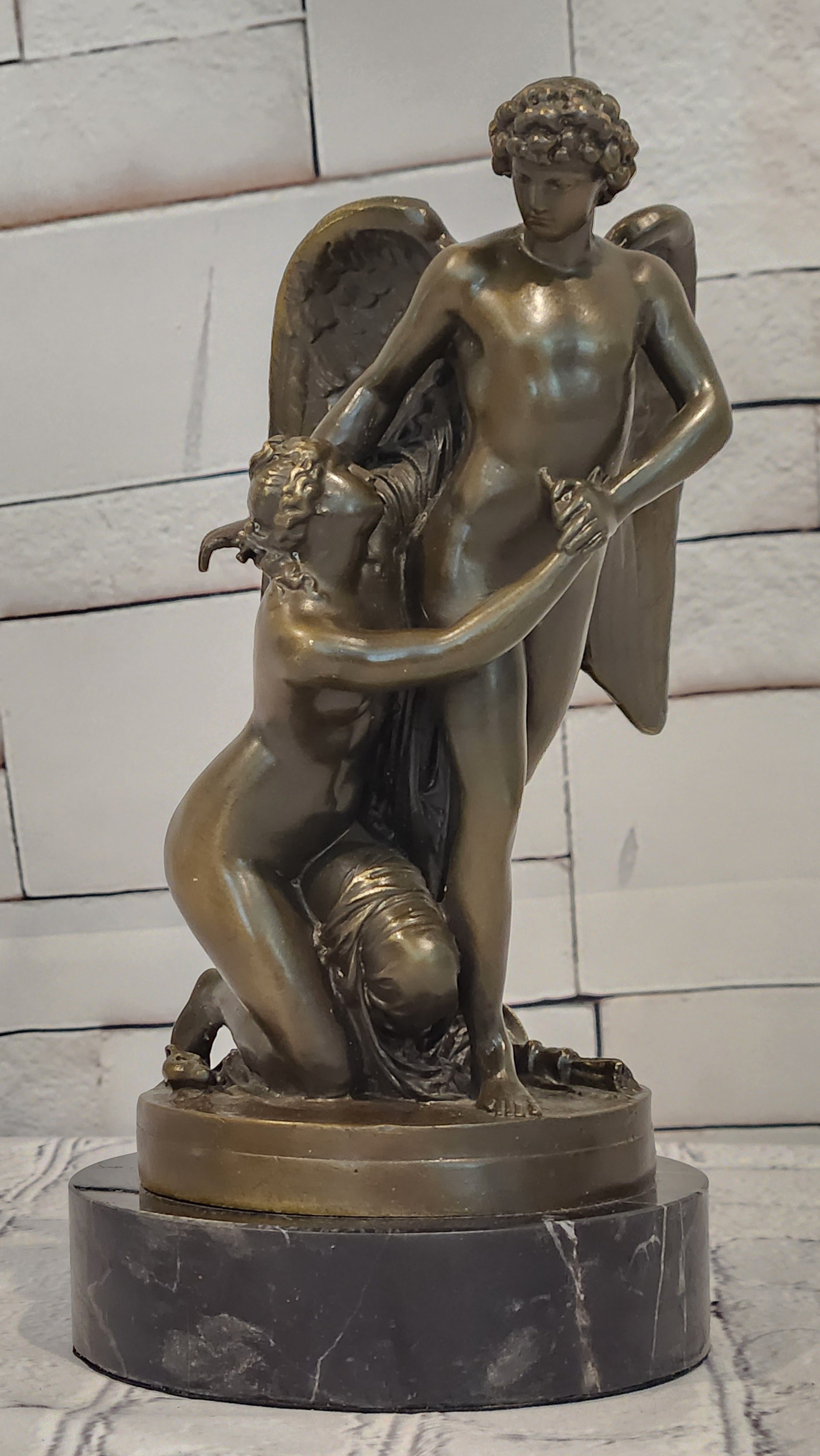 Hand Made Cupid and Abduction of Psyche by French Artist Patoue Bronze Sculpture