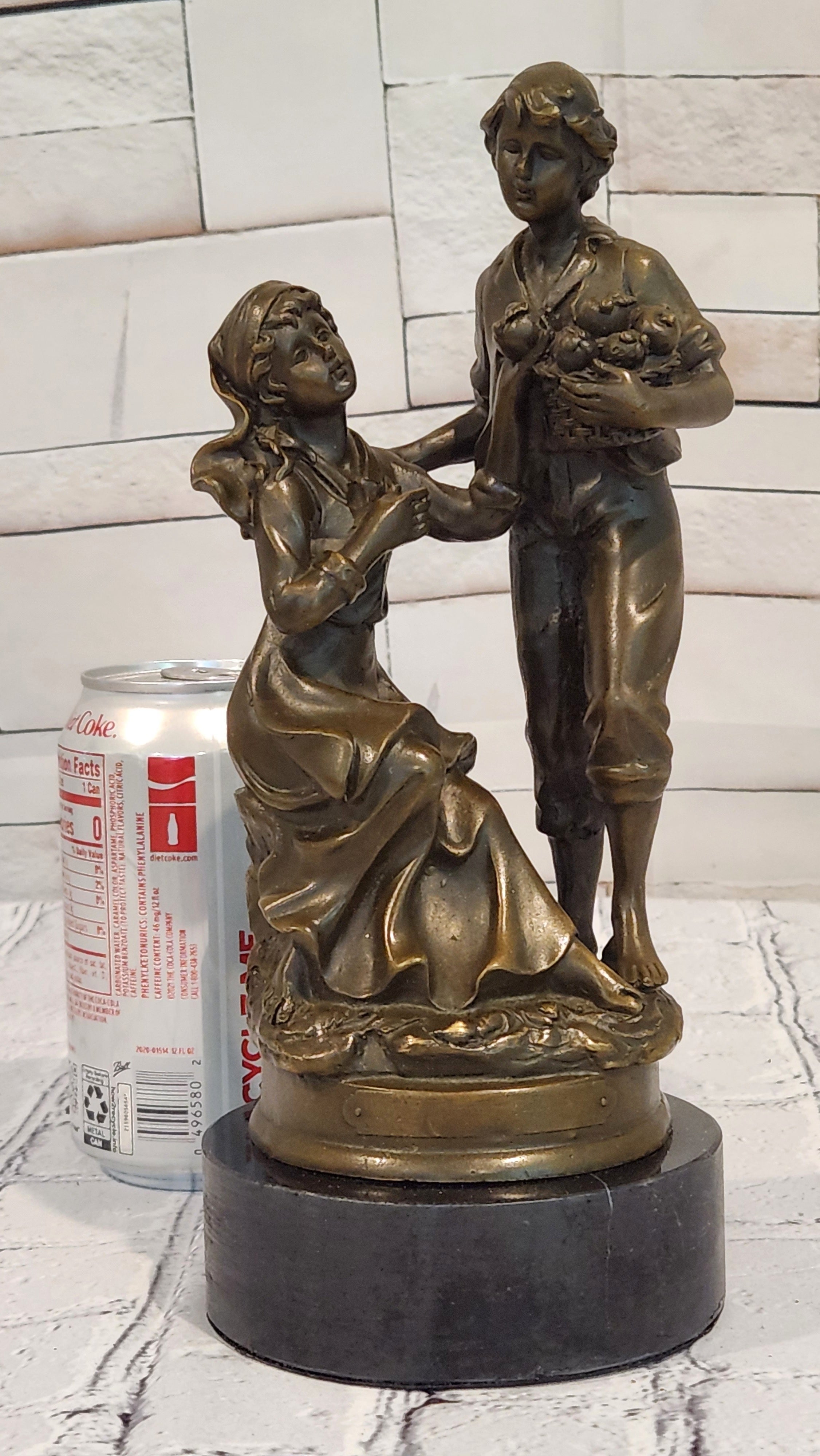 Bronze Figurine Statue Man Lady Love Decorative Figurines Ornament Signed Cesaro