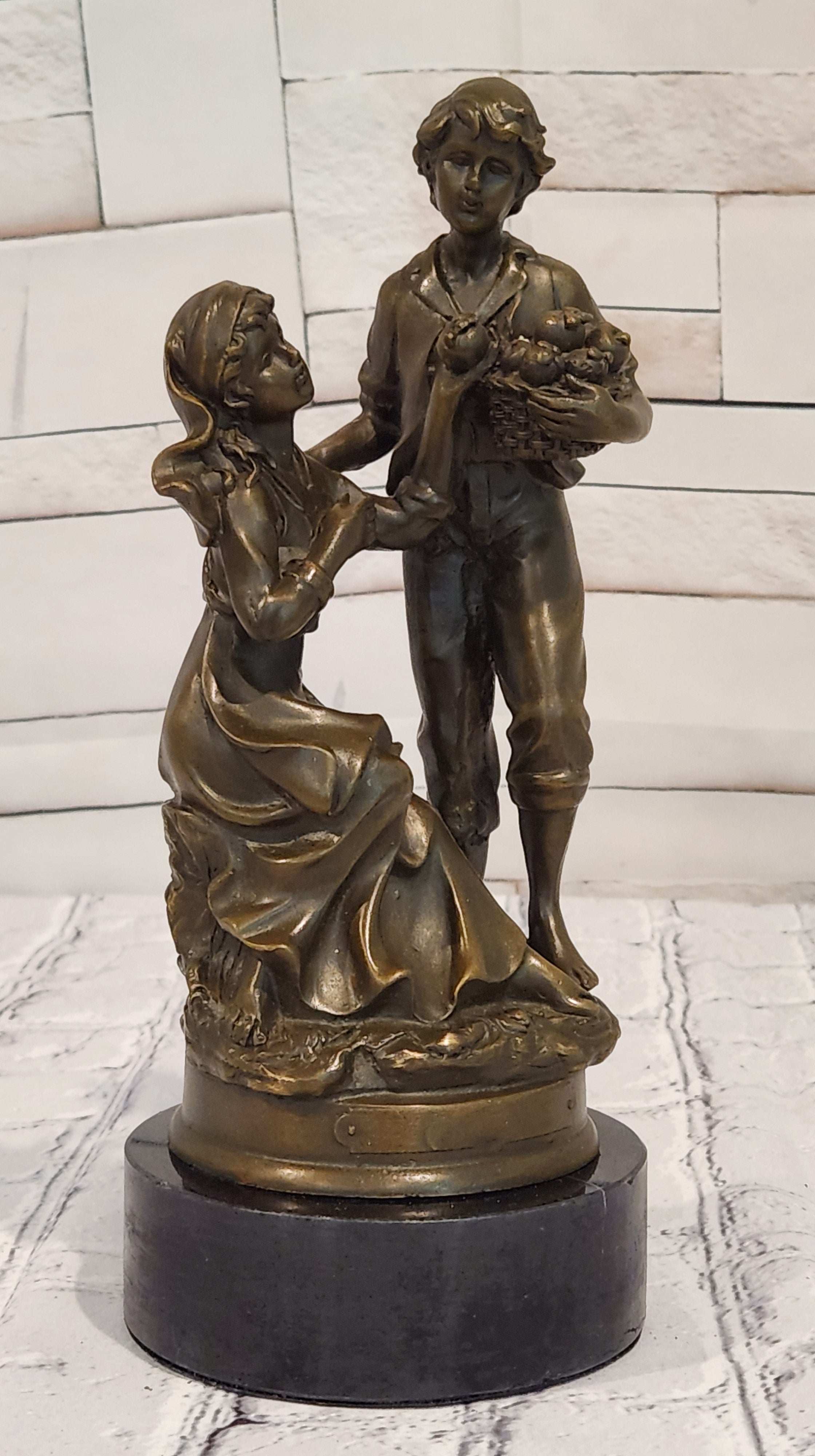 Bronze Figurine Statue Man Lady Love Decorative Figurines Ornament Signed Cesaro