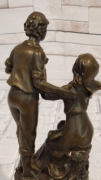 Bronze Figurine Statue Man Lady Love Decorative Figurines Ornament Signed Cesaro