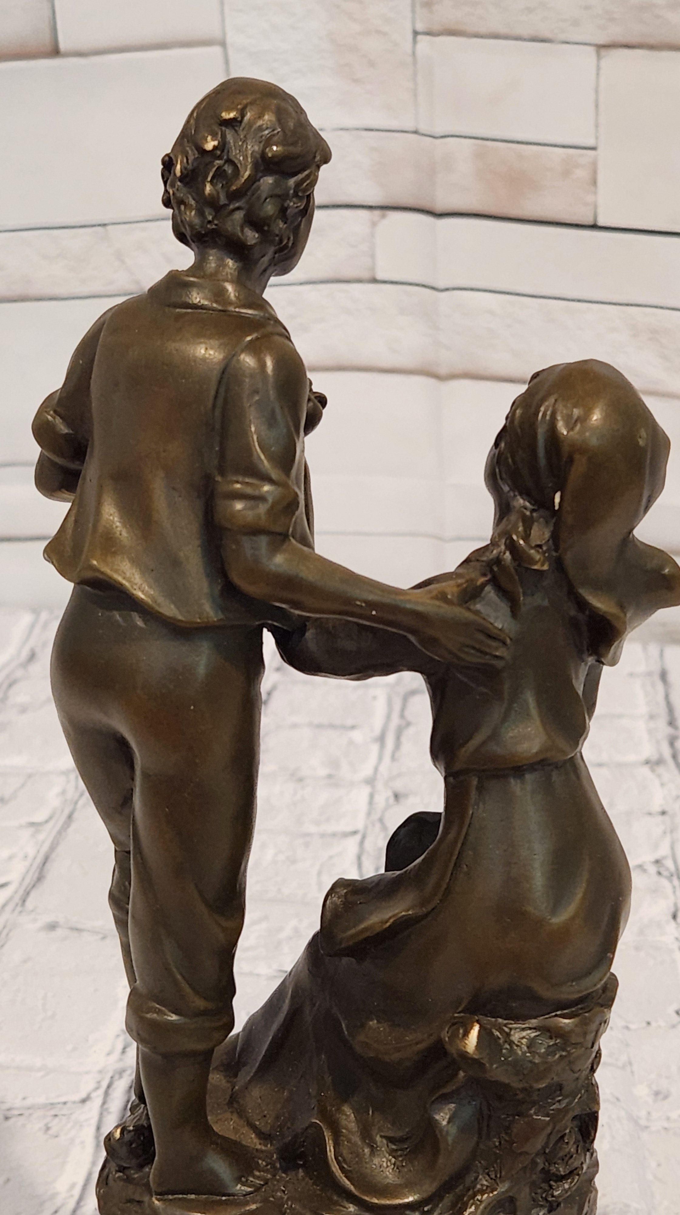 Bronze Figurine Statue Man Lady Love Decorative Figurines Ornament Signed Cesaro