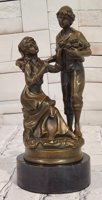 Bronze Figurine Statue Man Lady Love Decorative Figurines Ornament Signed Cesaro