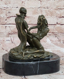 Memento Mori Erotic Bronze Sculpture – Skeleton and Woman