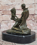 Memento Mori Erotic Bronze Sculpture – Skeleton and Woman