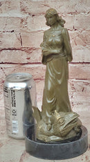 Saint Margaret of Antioch Bronze – Christian Woman with Dragon