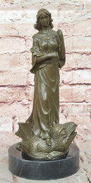 Saint Margaret of Antioch Bronze – Christian Woman with Dragon