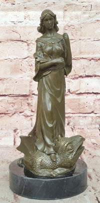 Saint Margaret of Antioch Bronze – Christian Woman with Dragon