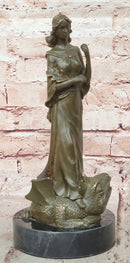 Saint Margaret of Antioch Bronze – Christian Woman with Dragon