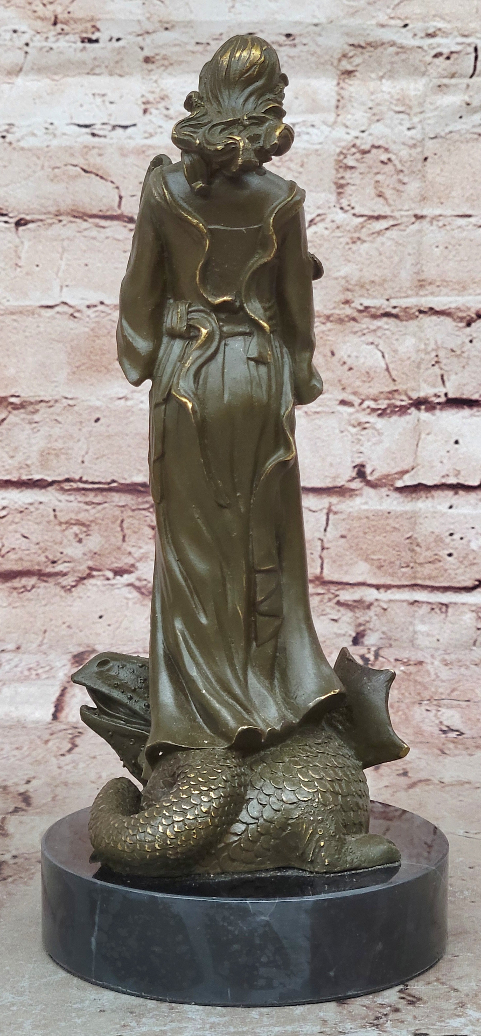 Saint Margaret of Antioch Bronze – Christian Woman with Dragon