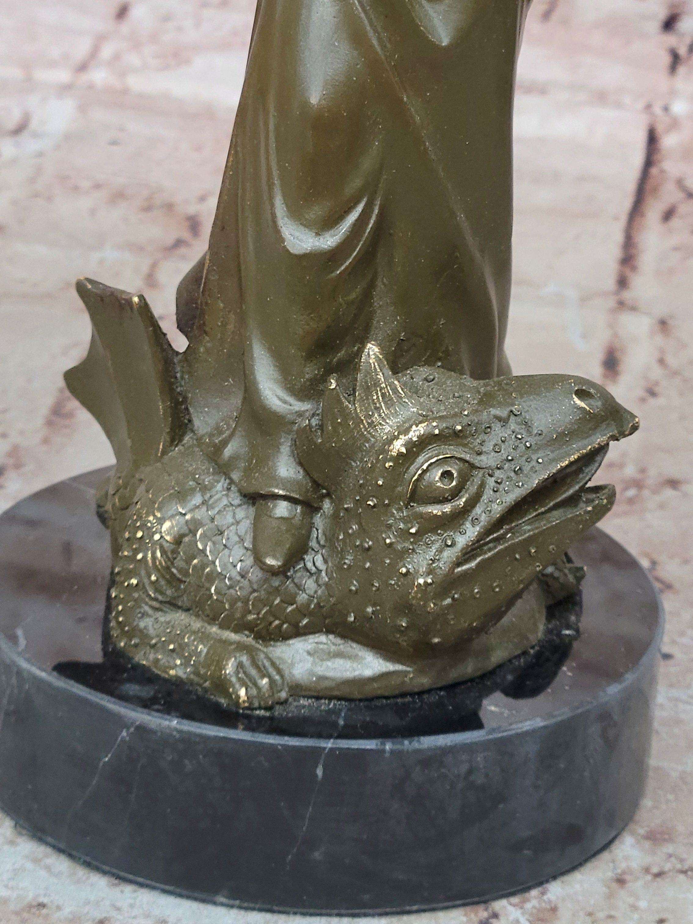 Saint Margaret of Antioch Bronze – Christian Woman with Dragon