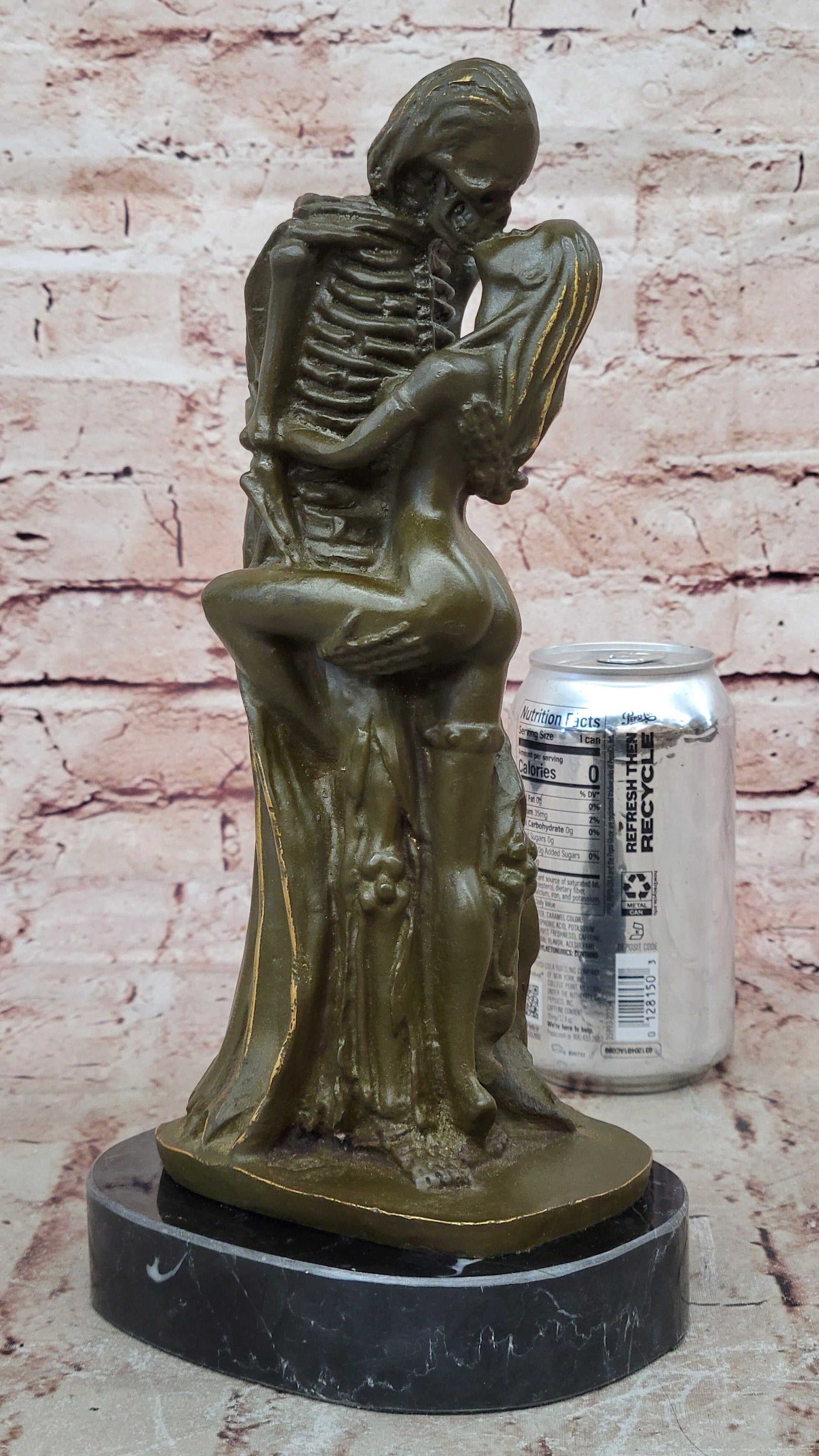 Death and the Maiden Bronze Sculpture – Gothic Skeleton Love Art