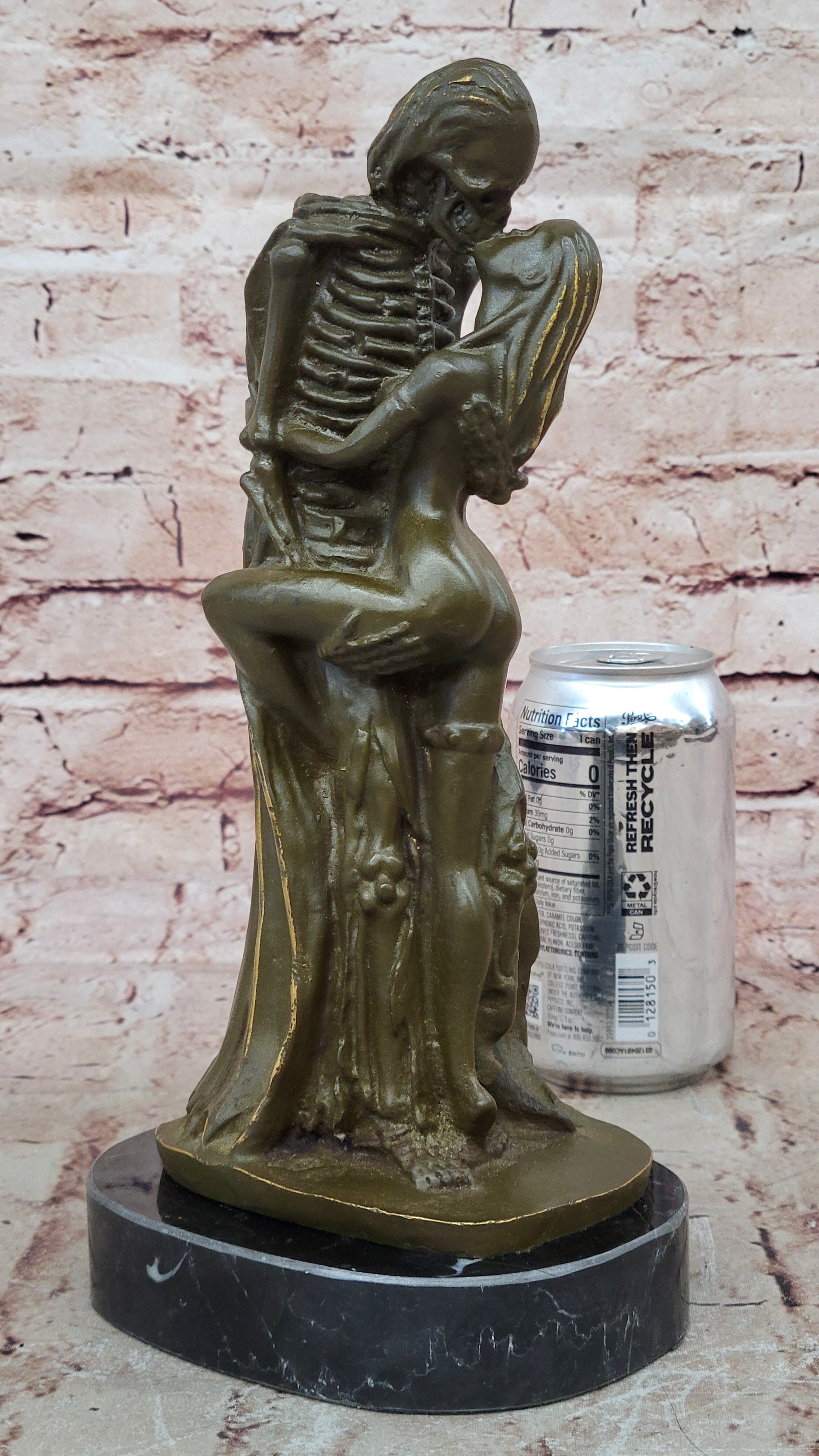 Death and the Maiden Bronze Sculpture – Gothic Skeleton Love Art