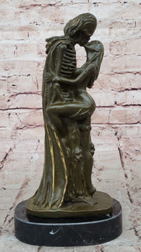 Death and the Maiden Bronze Sculpture – Gothic Skeleton Love Art