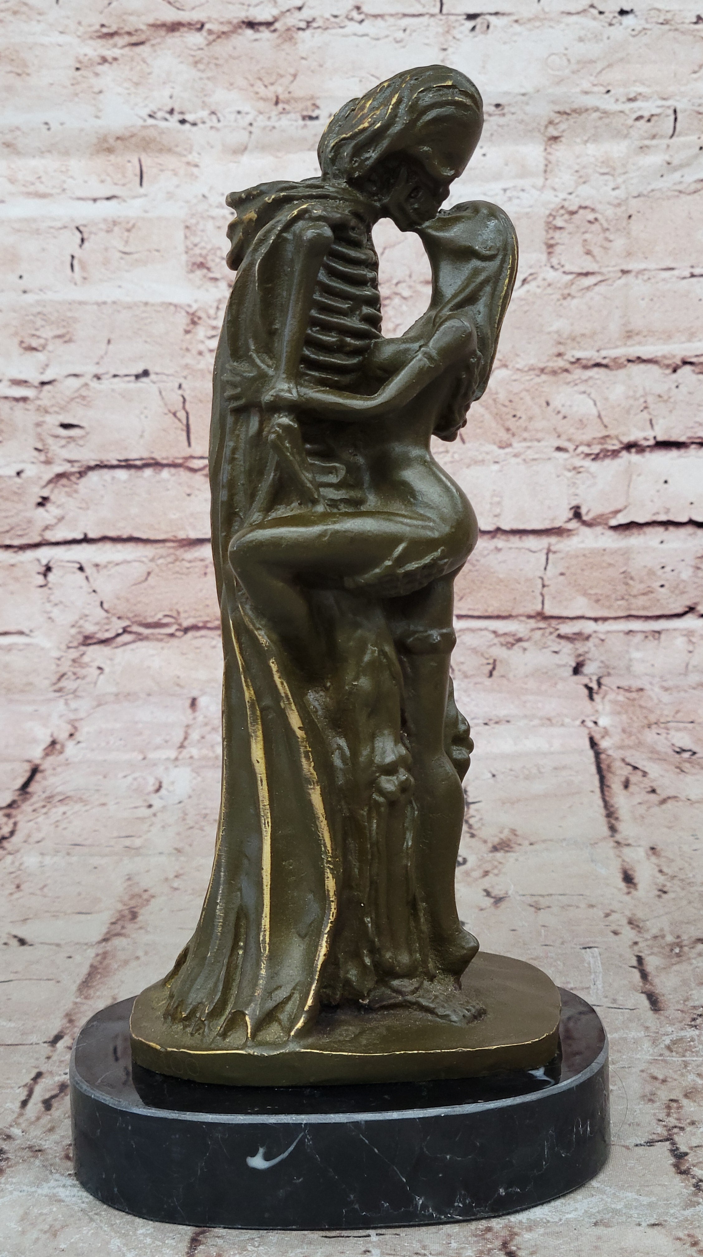 Death and the Maiden Bronze Sculpture – Gothic Skeleton Love Art