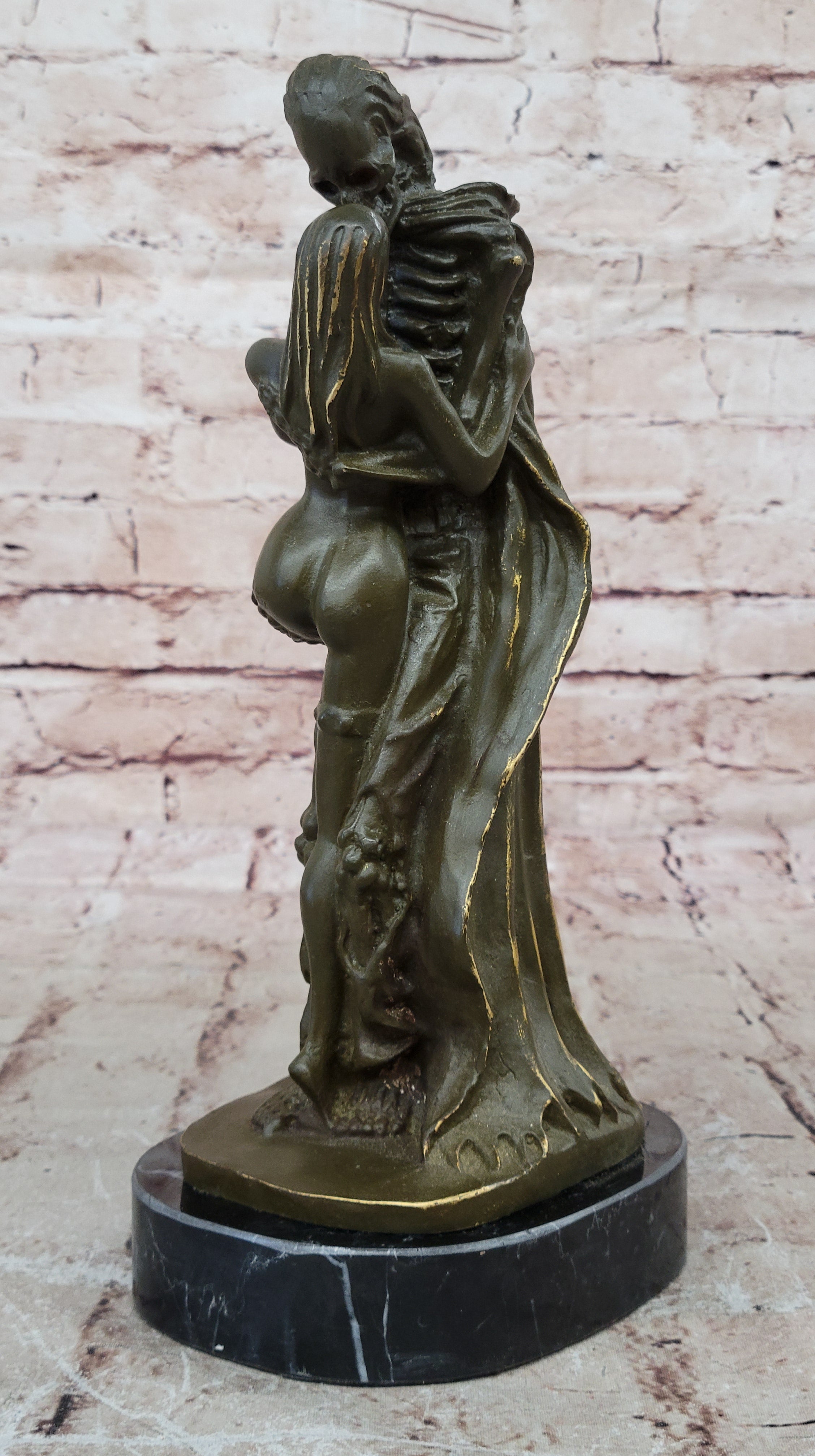 Death and the Maiden Bronze Sculpture – Gothic Skeleton Love Art