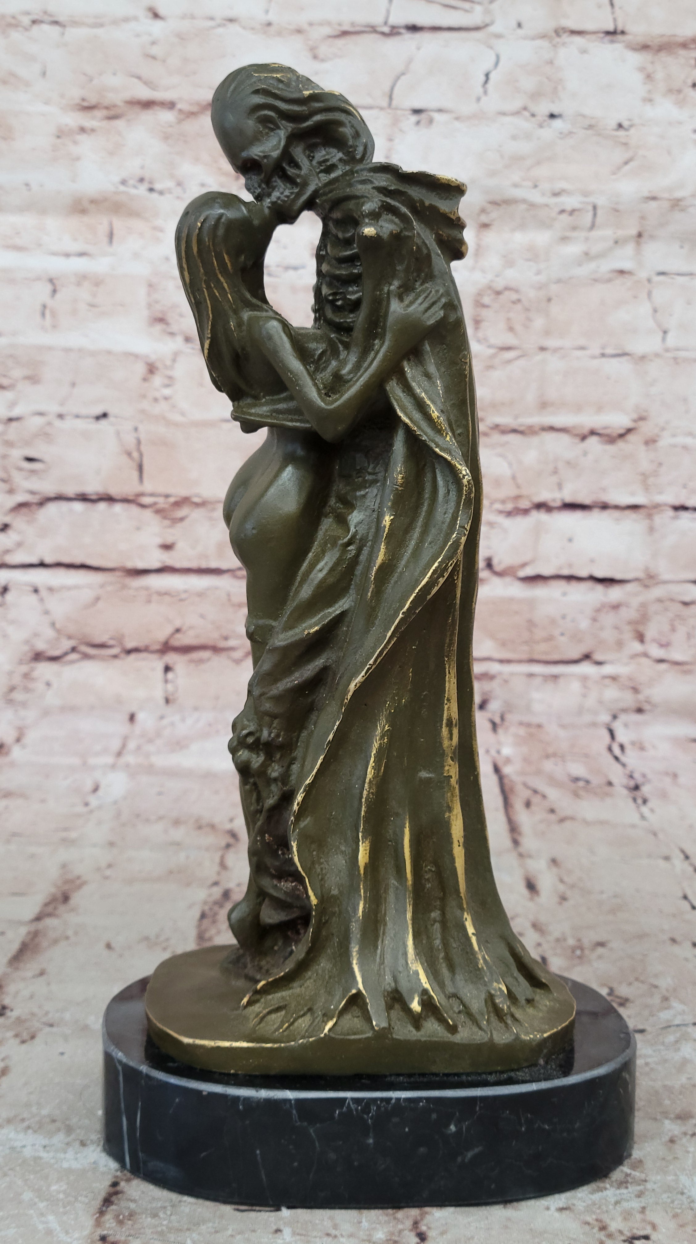 Death and the Maiden Bronze Sculpture – Gothic Skeleton Love Art