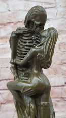 Death and the Maiden Bronze Sculpture – Gothic Skeleton Love Art