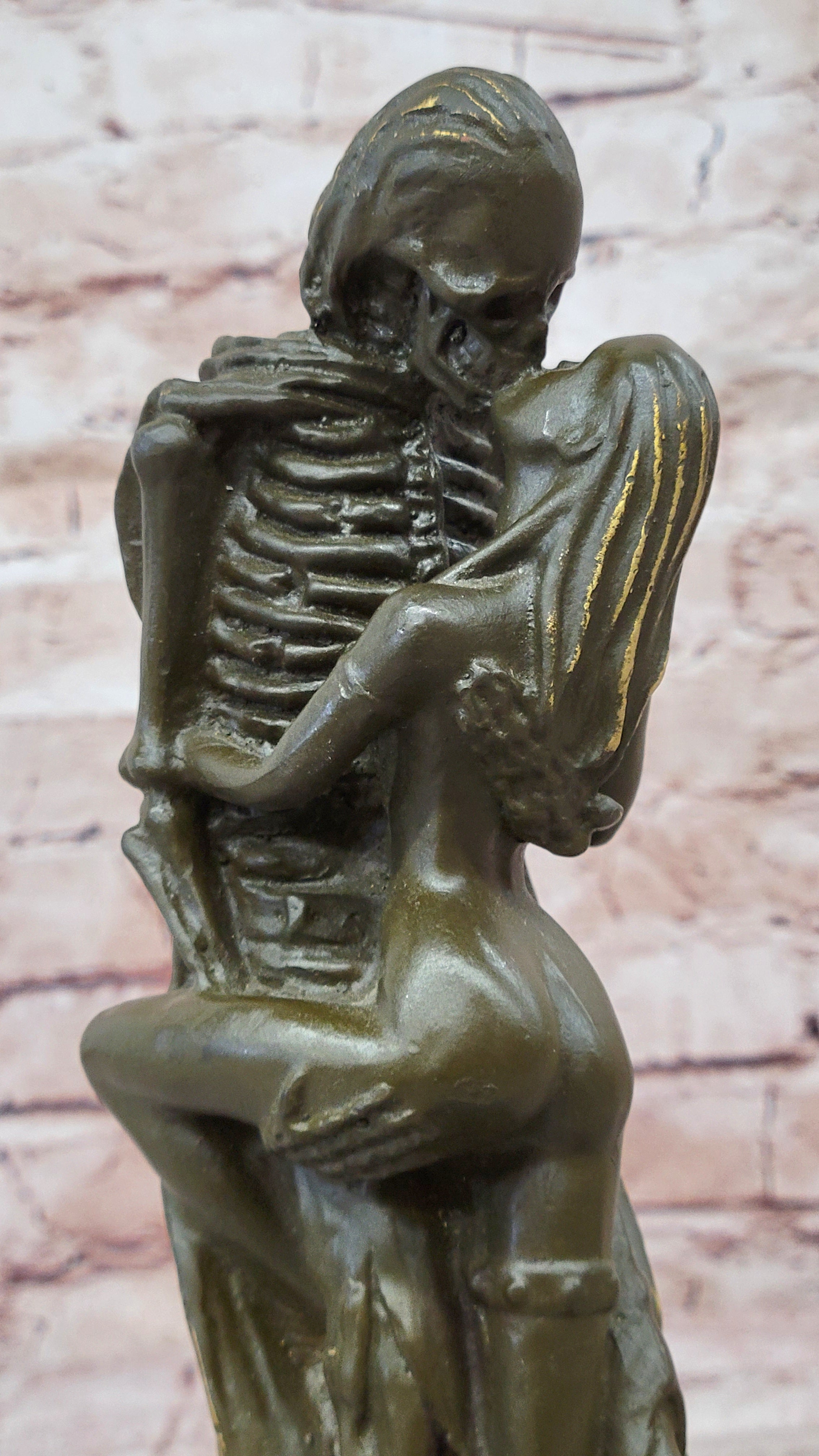Death and the Maiden Bronze Sculpture – Gothic Skeleton Love Art
