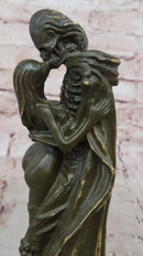 Death and the Maiden Bronze Sculpture – Gothic Skeleton Love Art