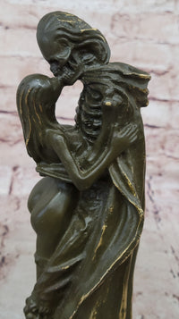 Death and the Maiden Bronze Sculpture – Gothic Skeleton Love Art