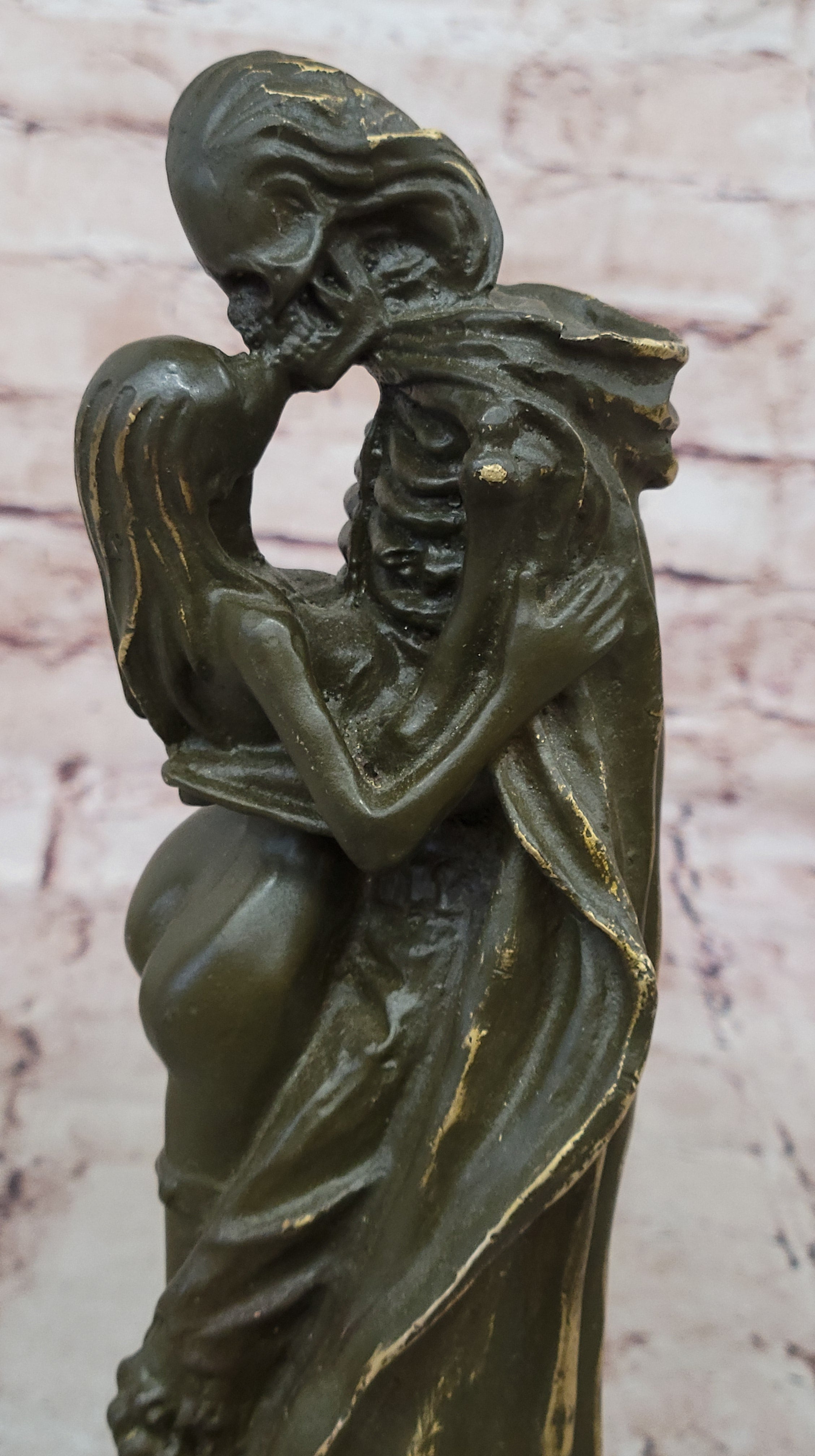 Death and the Maiden Bronze Sculpture – Gothic Skeleton Love Art