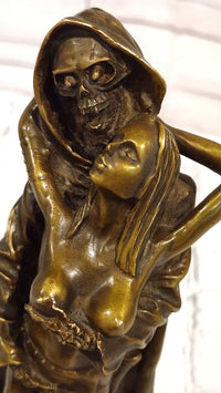 Signed Limited Edition Odegaard Nude Woman with Angel of Death Bronze Sculpture
