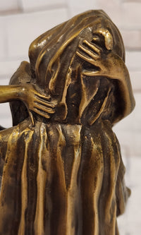 Signed Limited Edition Odegaard Nude Woman with Angel of Death Bronze Sculpture
