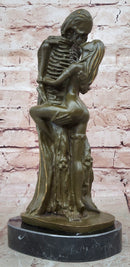 Death and the Maiden Bronze Sculpture – Gothic Skeleton Love Art
