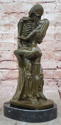Death and the Maiden Bronze Sculpture – Gothic Skeleton Love Art