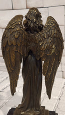 Guardian Angel Holding a Baby Genuine Bronze Sculpture Signed A.Moreau Artwork