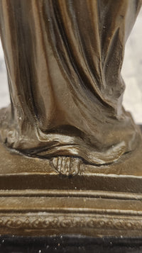 Guardian Angel Holding a Baby Genuine Bronze Sculpture Signed A.Moreau Artwork