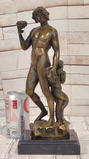 Michelangelo Greek God Dionysus & Roman Mythology Bacchus God of Wine Bronze