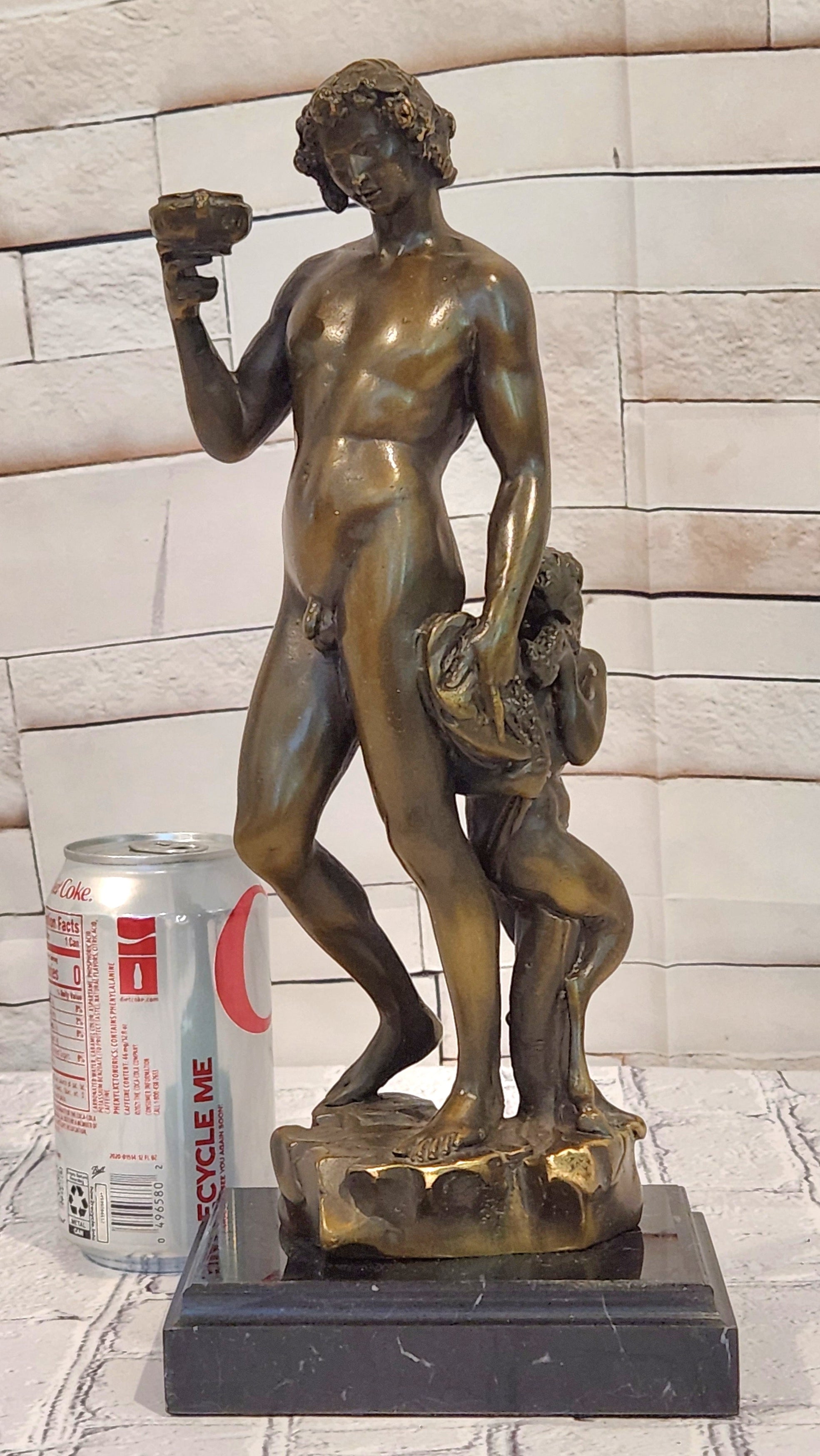 Michelangelo Greek God Dionysus & Roman Mythology Bacchus God of Wine Bronze