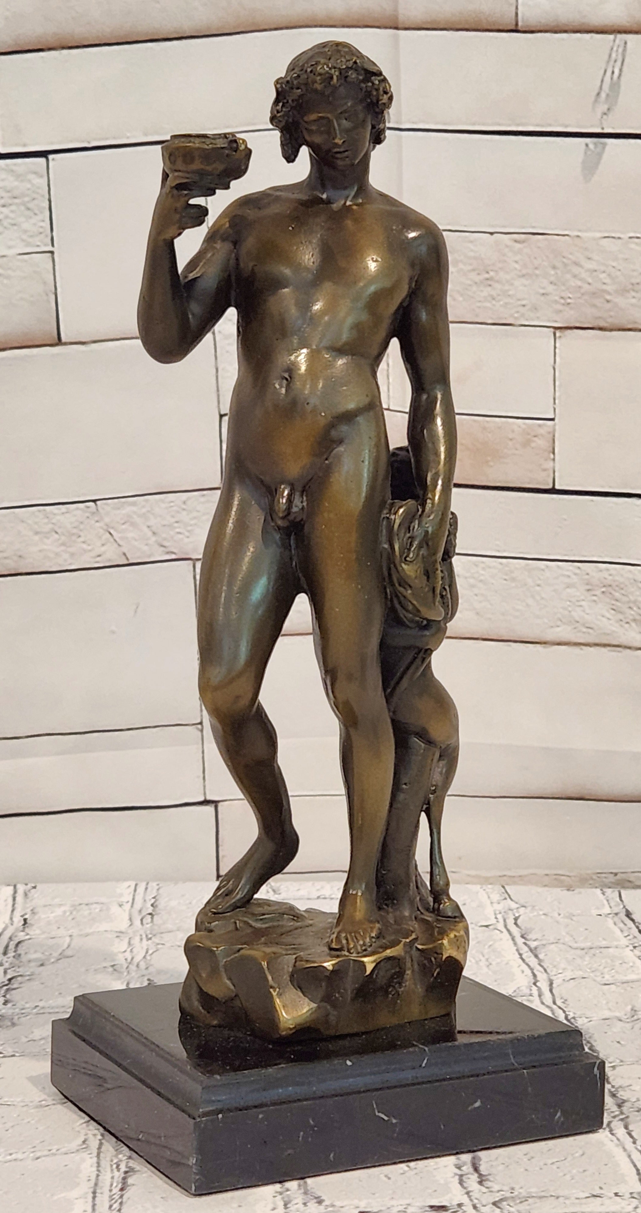 Michelangelo Greek God Dionysus & Roman Mythology Bacchus God of Wine Bronze
