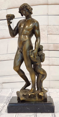 Michelangelo Greek God Dionysus & Roman Mythology Bacchus God of Wine Bronze