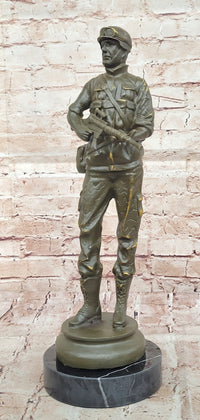 Modern Soldier Bronze Sculpture with Rifle - Military Hero Art