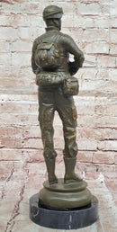 Modern Soldier Bronze Sculpture with Rifle - Military Hero Art