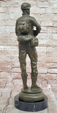 Modern Soldier Bronze Sculpture with Rifle - Military Hero Art