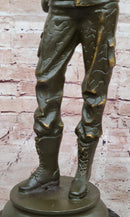 Modern Soldier Bronze Sculpture with Rifle - Military Hero Art